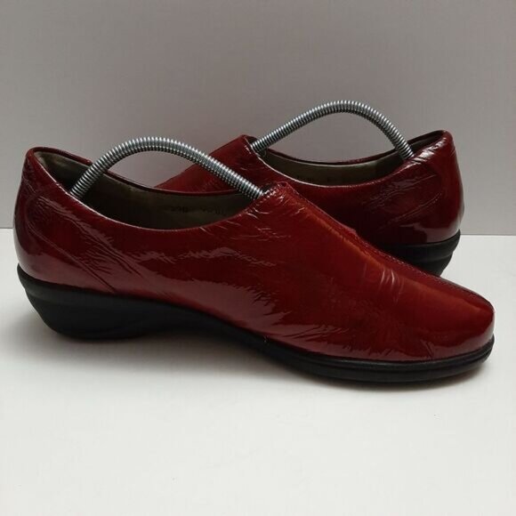 WALDLÄUFER Low Wedge Loafers Red Patent Leather Shoes Sz US 10 - Picture 11 of 16